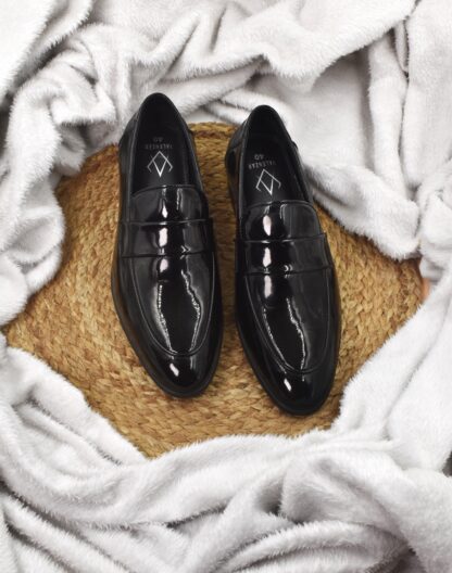 Nòz·ze – Black Belgian Penny Patent Slip On 329A