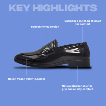 Nòz·ze – Black Belgian Penny Patent Slip On 329A - Image 2